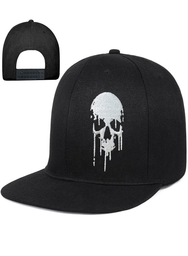 viofre Embroidery Snapback Hats for Men Embroidered Flat Bill Brim Hats for Men Women Skeleton Skull Hat Mens Fitted Adjustable Hip Hop Cool Cap Snap Back Trucker Golf Hat Mens Baseball Cap Skateboard Gifts - Image 1